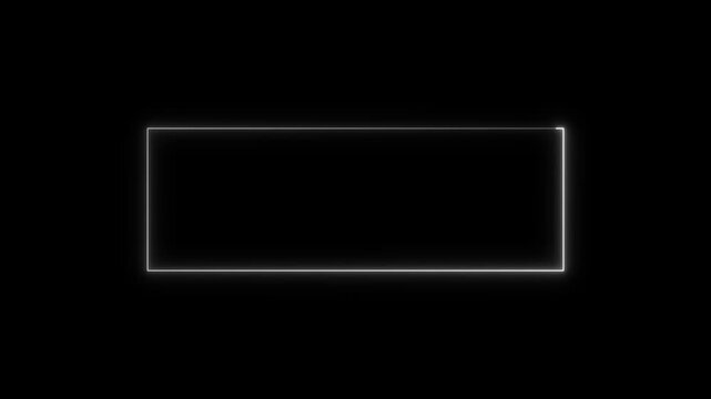 a rectangular neon frame glowing in a vibrant electric blue color. The frame is set against a solid pitch-black background, which enhances the luminosity and "bloom" effect of the light.