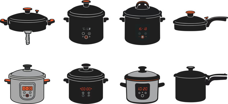 Variety of cooking appliances illustration