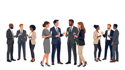 Obraz premium Luxury Corporate Gathering Vector Illustration Elegant Business Crowd Premium Networking Event Professional Community Isolated on White Background