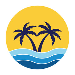 Obraz premium Tropical palm trees on beach at sunset