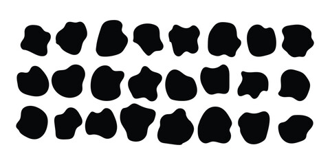 Fototapeta premium Abstract organic blob shapes hand drawn irregular vector design element isolated on transparent background