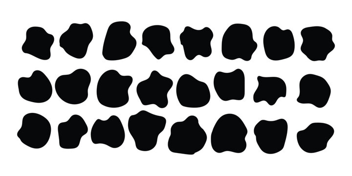 Abstract organic blob shapes hand drawn irregular vector design element isolated on transparent background