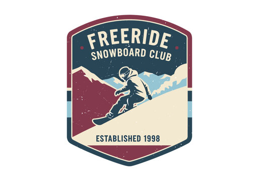 Freeride Snowboard Club logo vintage snowboard club design established 1998 freeriding snow sports emblem