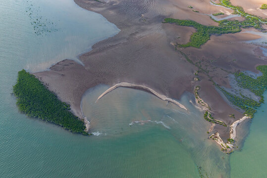 Aerial view of mud flats near Balaclava Island