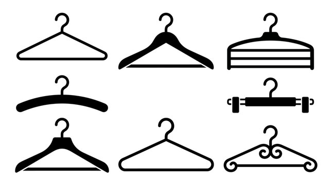 Collection of diverse coat hangers displayed together.
