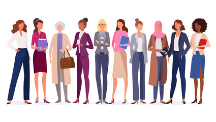 Obraz premium Diverse Group of Professional Women Standing Together, Representing Unity and Strength