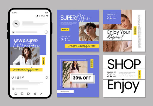Fashion Social Media Post Template Set
