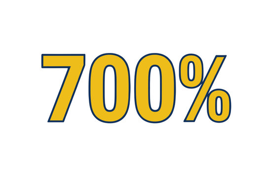 700 Percent Growth Increase Graphic, Bold Yellow Text Vector Icon for Business Success and Financial Metrics Dashboard