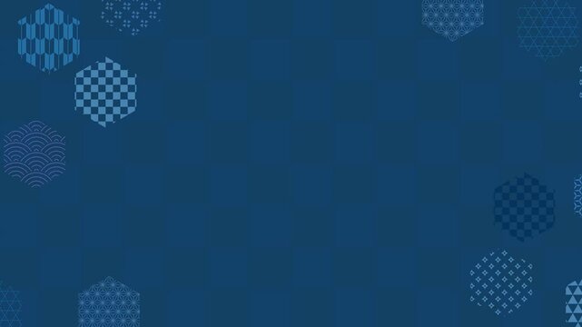 Blue Japanese Traditional Pattern Graphics 4K
