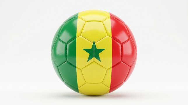 Soccer ball with the national flag of senegal isolated on white background