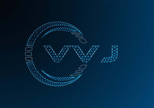 VVJ low poly letter logo vector design. VVJ lower poly logo design. Low poly logo.
