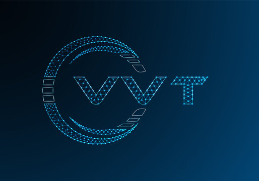 VVT low poly letter logo vector design. VVT lower poly logo design. Low poly logo.