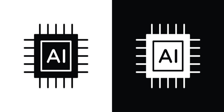 AI chip icon elements in flat style for projects
