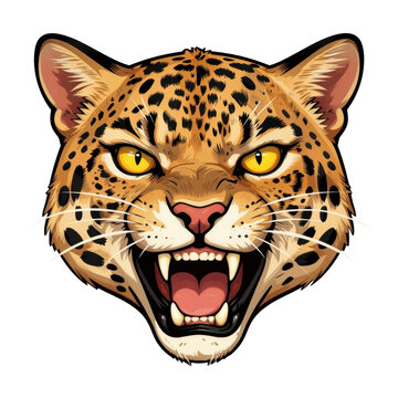 Leopard Head Roaring Isolated Transparent Background