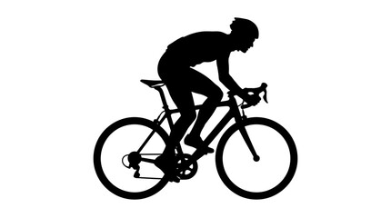 Obraz premium Silhouette of a Cyclist Riding a Road Bike - White Background