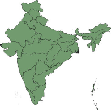 State Map of India &ndash; Editable Vector Outline with Boundaries, SVG, PDF