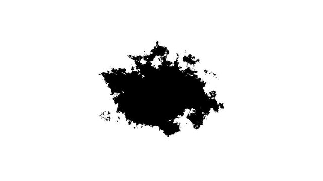 Black watercolor ink drops falling on white textured paper and slowly spreading 4K animation