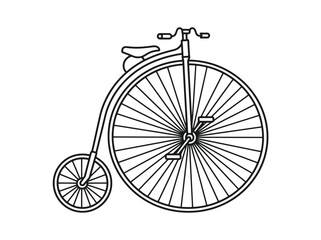 Naklejka premium Vintage Penny Farthing bicycle outline illustration on white background