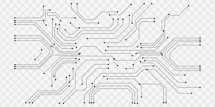 Abstract PCB circuit board with microchip connection lines technology background