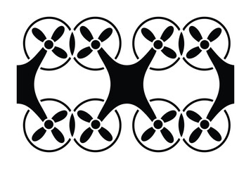 Fototapeta premium A minimalist black and white featuring a symmetrical pattern of interconnected drone propeller