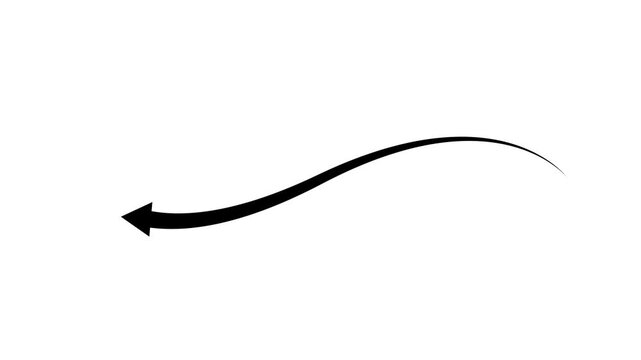 Wavy Curved Arrow Line Drawing Downward Animation on Black and White Backgrounds 4k animation .....