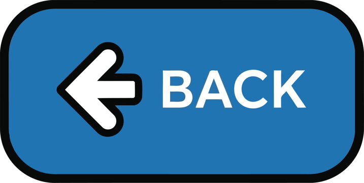 Blue back arrow button icon isolated on white, navigation symbol for web and app interface