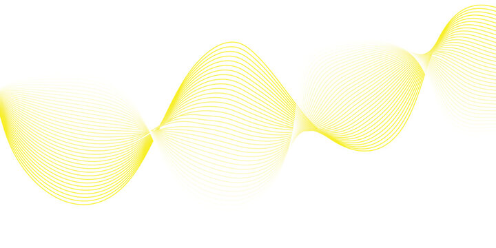Abstract yellow floral wave background with blue and orange curves, vector illustration, decorative digital texture wallpaper