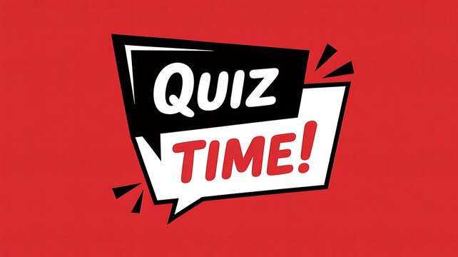 Quiz time, speech bubble, question, game show, trivia, red background
