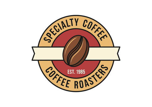 Specialty Coffee Roasters logo design featuring coffee bean vintage roast history est 1985