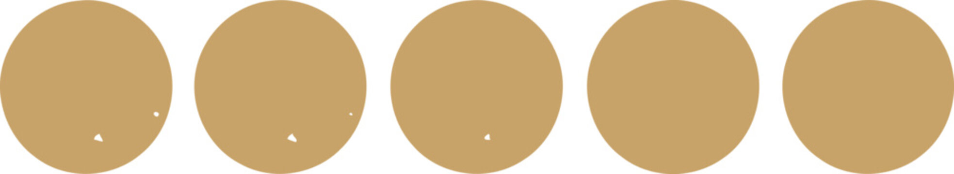 Row of Five Tan Circular Shapes on White Background