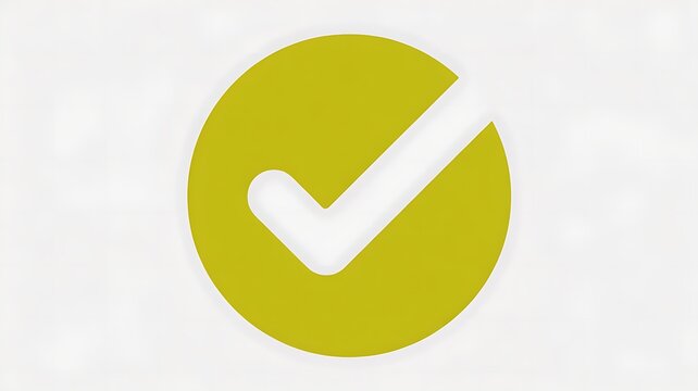 Green checkmark icon, white check symbol, yellow circle sign, verified mark