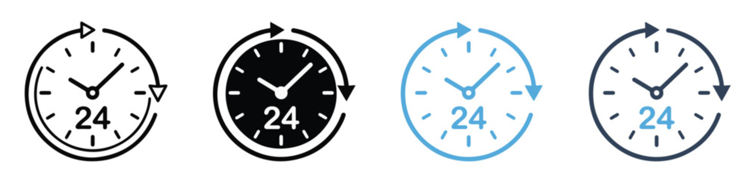 Time twenty four icon set , 24 hour service icon. 24 hours icon. 24 hours order execution or delivery service icon. vector illustration .new
