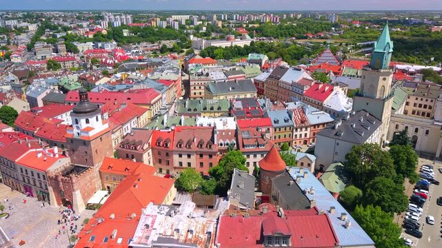 Skyline of Lublin city Poland, aerial