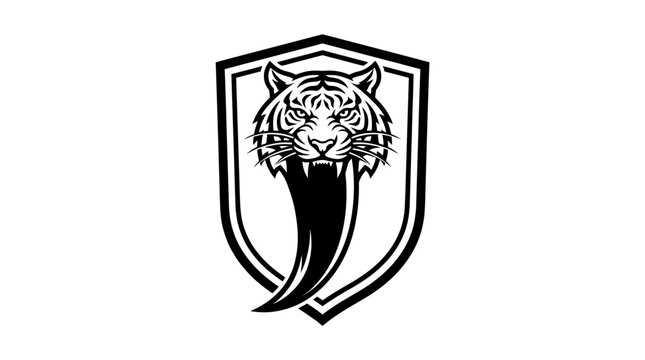Tiger head logo on shield emblem.