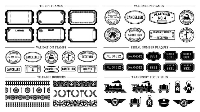 Vintage style travel stickers and labels.