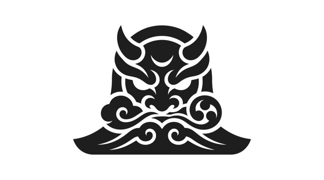 Black tattoo design of a demon.