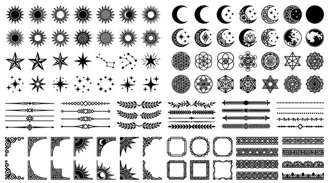 Black and white geometric shapes icons.