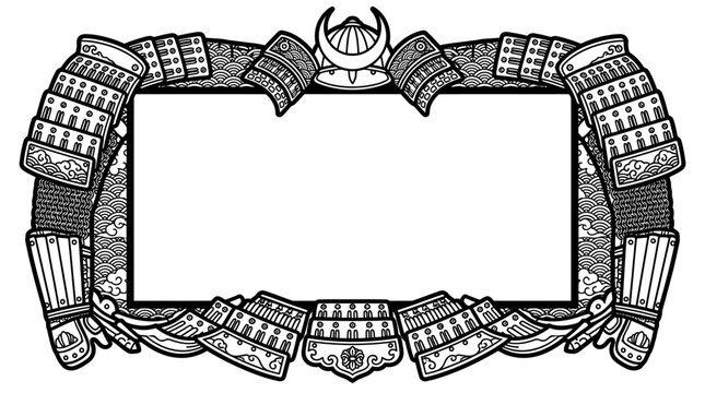 Samurai armor border frame illustration.