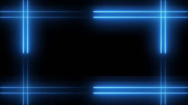 Glowing red neon frame background animation rectangle shape. Seamless loop animation rectangle frame black background 4K video motion graphic.