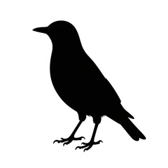 Obraz premium White Outline Raven Silhouette Isolated