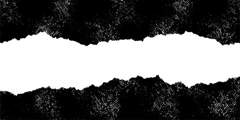 A striking monochrome image features torn paper revealing a bright white space, creating a dramatic and abstract visual with a sense of separation and contrast. © GREENPIXEL Art