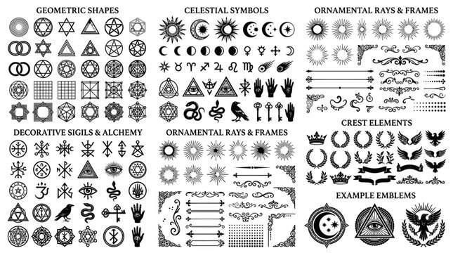 Geometric shapes and symbols collection.