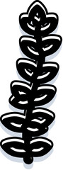 Obraz premium Single black and white cereal stalk outline on white background, minimalist emblem evoking agriculture, organic food, sustainable growth, harvest and natural ingredients