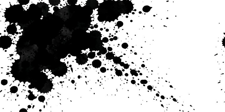Black ink splatters abstract pattern background.