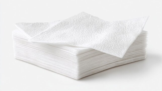 Stack of white paper napkins clean and absorbent perfect for dining parties and everyday use isolated on