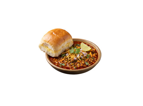 Indian Misal Pav Isolated on Transparent Background PNG