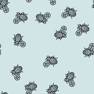 bed bug treatment vector line seamless pattern bed bug treatment sign illustration