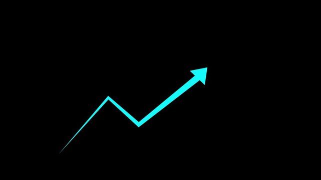 Abstract arrow business graph icon animation background. arrow rising transparent channel. Abstract arrow growth chart of icon animated down to up arrow animation direction 4 k..