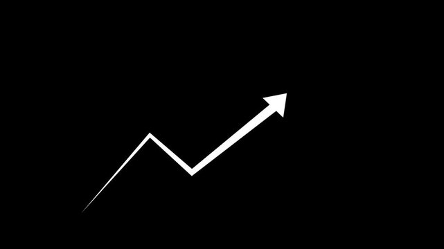 Abstract arrow business graph icon animation background. arrow rising transparent channel. Abstract arrow growth chart of icon animated down to up arrow animation direction 4 k..