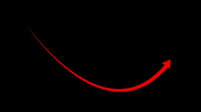 Abstract arrow business graph icon animation background. arrow rising transparent channel. Abstract arrow growth chart of icon animated down to up arrow animation direction 4 k..